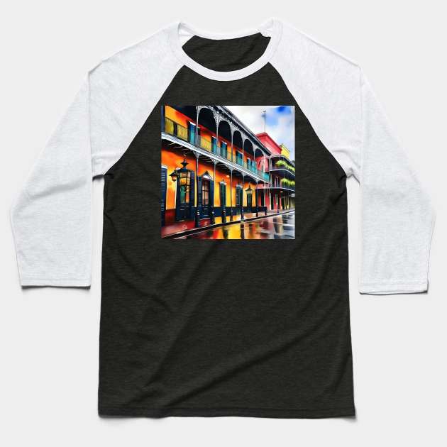 Memories of New Orleans - Bourbon Street Baseball T-Shirt by Oldetimemercan